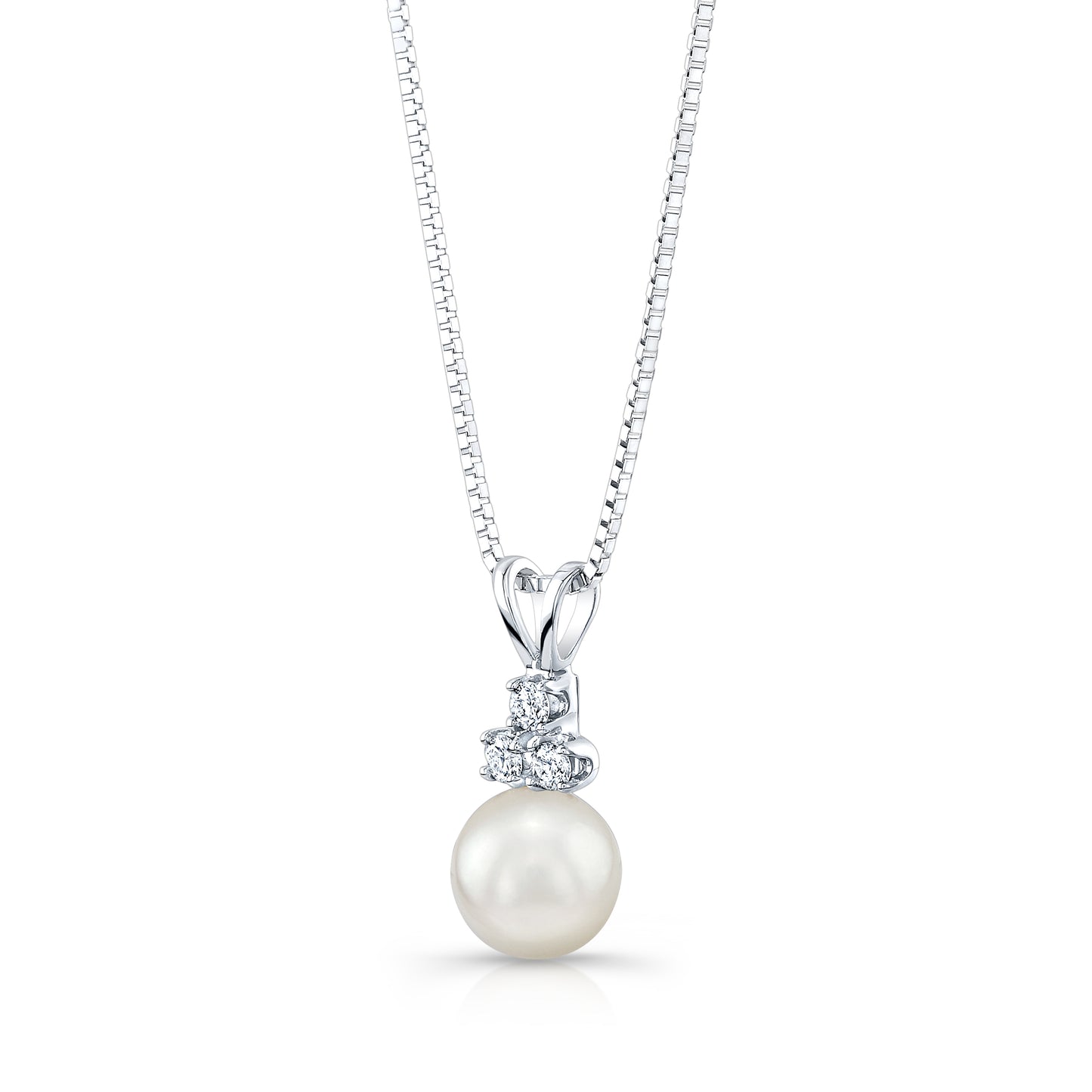 White Pearl & Diamond 14k Pendant