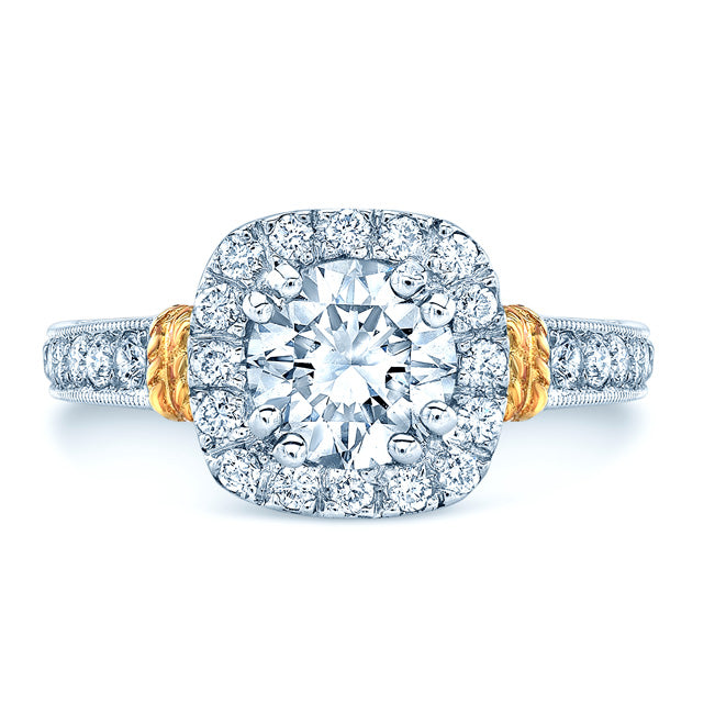 Diamond Engagement Ring In Platinum And 18k Yellow Gold (1-3/8 Ct.tw.)