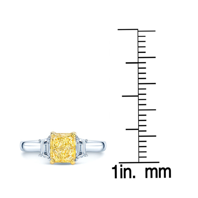 Prong Set Fancy Yellow Gia Certified Radiant Cut Engagement Ring In Platinum