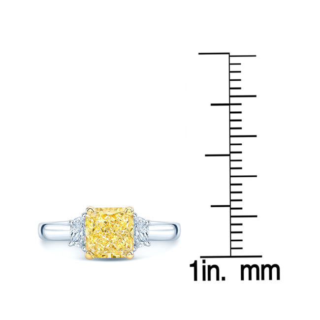 Prong Set Gia Certified Fancy Yellow Diamond Engagement Ring In Platinum