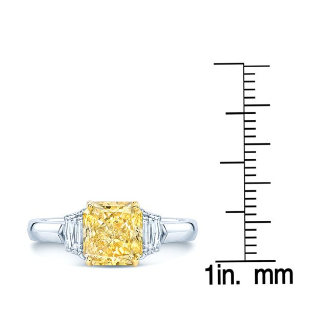 Prong Set Gia Certified Fancy Intense Yellow Diamond Engagement Ring In Platinum