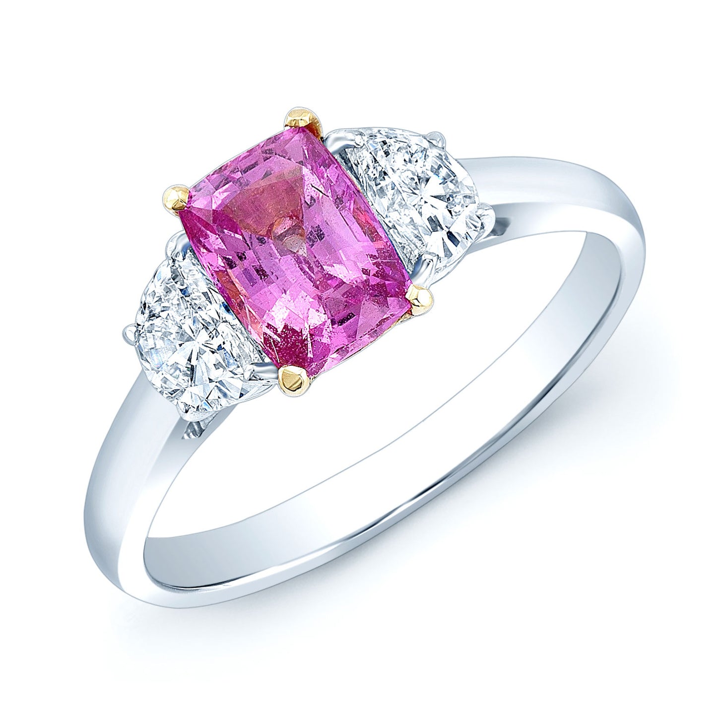 Pink Sapphire And Diamond Ring In Platinum And 18k Yellow Gold