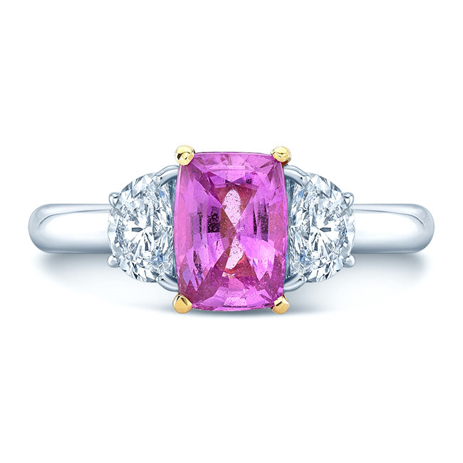 Pink Sapphire And Diamond Ring In Platinum And 18k Yellow Gold