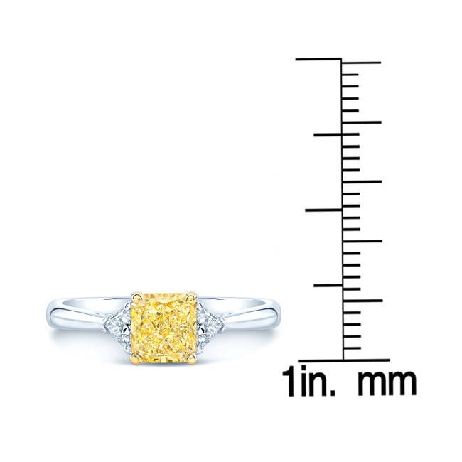 Prong Set Gia Certified Fancy Intense Yellow Diamond Engagement Ring In Platinum