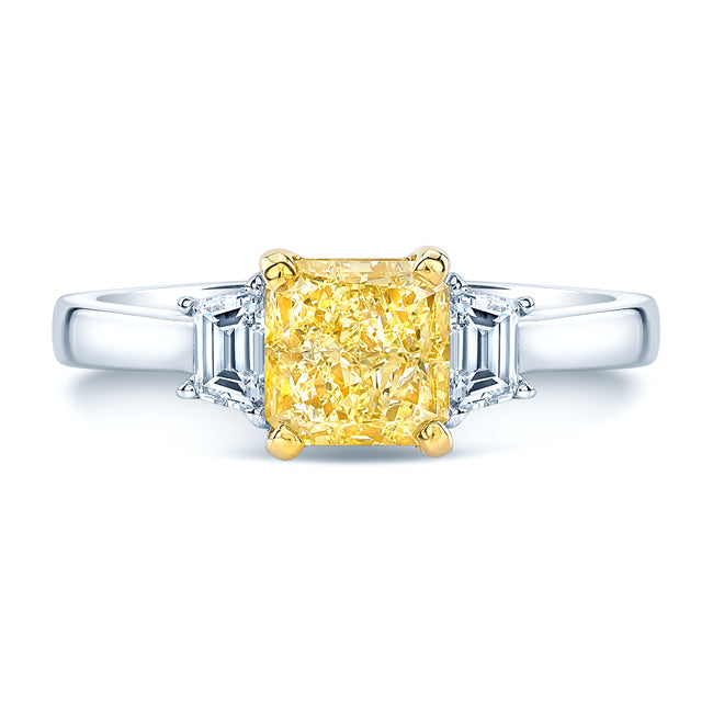 Prong Set Gia Certified Fancy Light Yellow Diamond Engagement Ring In Platinum