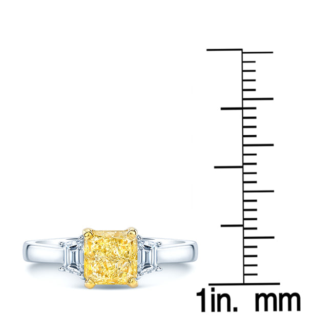 Prong Set Gia Certified Fancy Light Yellow Diamond Engagement Ring In Platinum