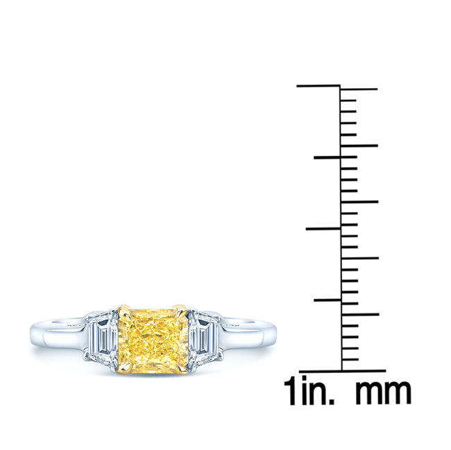 Prong Set Gia Certified Fancy Intense Yellow Diamond Engagement Ring In Platinum