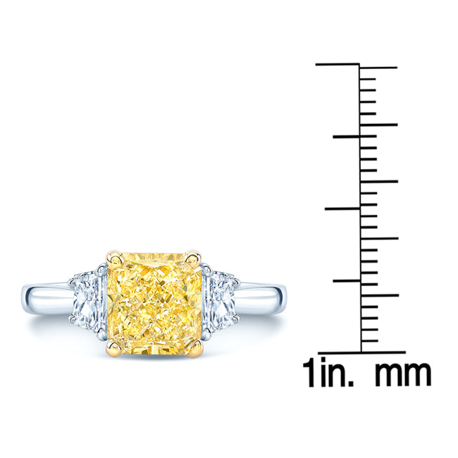Prong Set Gia Certified Fancy Yellow Diamond Engagement Ring In Platinum
