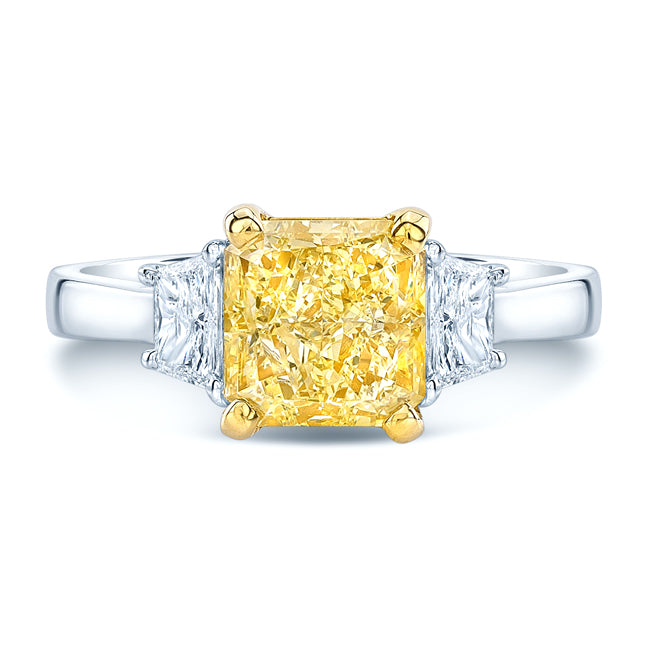 Prong Set Gia Certified Fancy Light Yellow Diamond Engagement Ring In Platinum