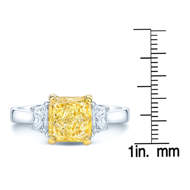 Prong Set Gia Certified Fancy Light Yellow Diamond Engagement Ring In Platinum
