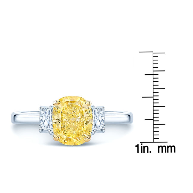 Prong Set Gia Certified Fancy Yellow Diamond Engagement Ring In Platinum