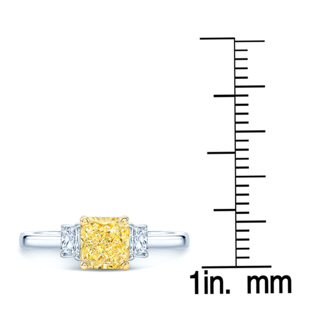 Prong Set Gia Certified Fancy Yellow Diamond Engagement Ring In Platinum