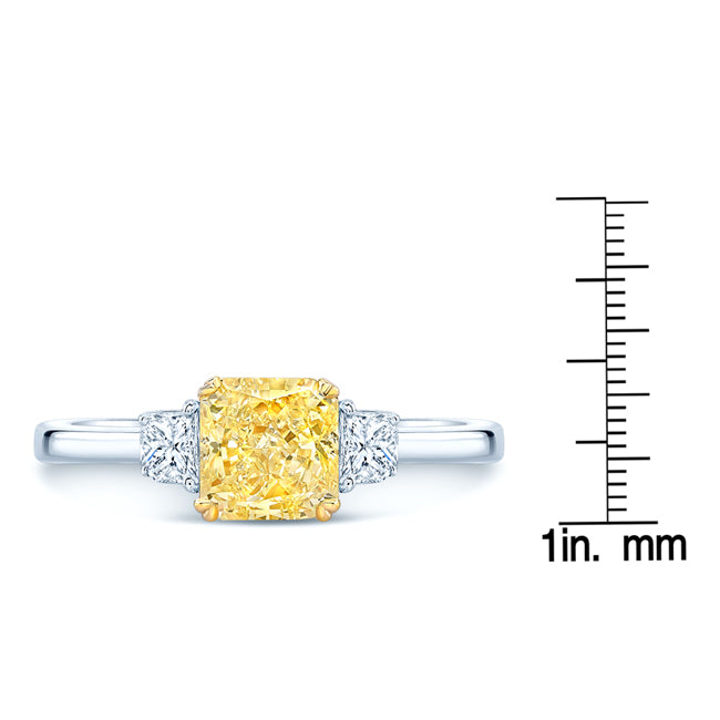 Prong Set Gia Certified Fancy Yellow Diamond Engagement Ring In Platinum