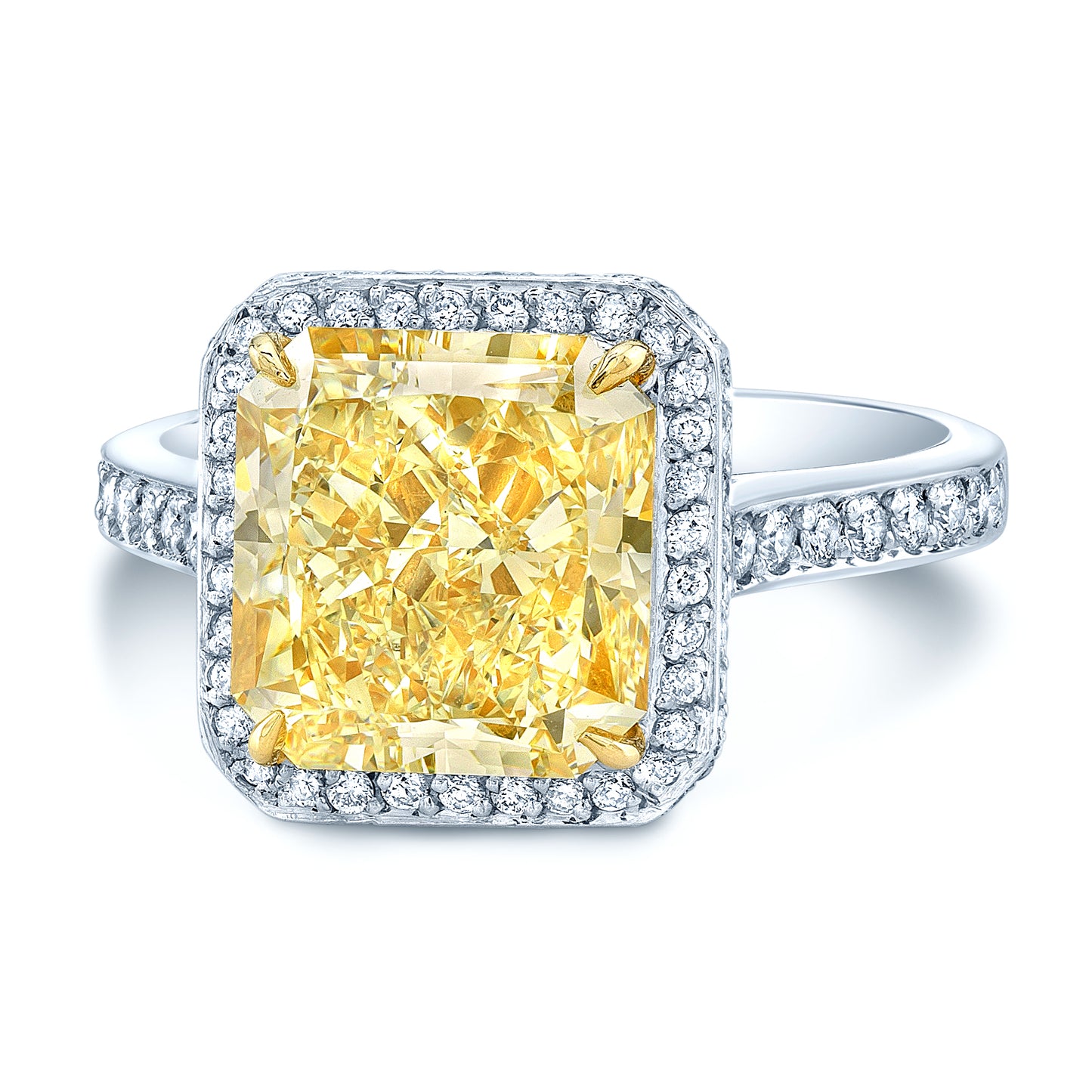 Prong Set Gia Certified Fancy Light Yellow Diamond Engagement Ring In Platinum