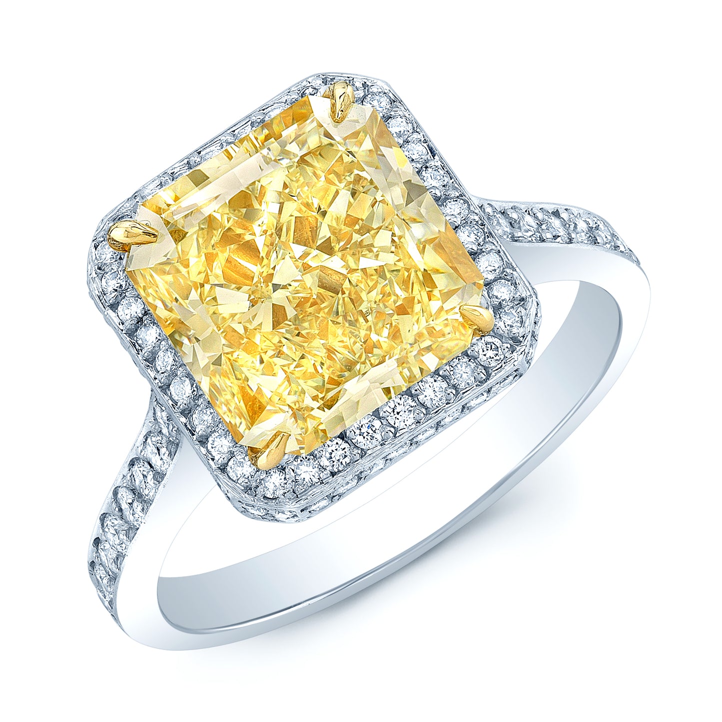 Prong Set Gia Certified Fancy Light Yellow Diamond Engagement Ring In Platinum