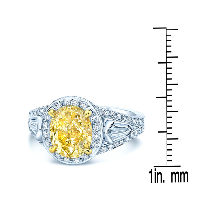 Prong Set Gia Certified Fancy Yellow Diamond Engagement Ring In Platinum