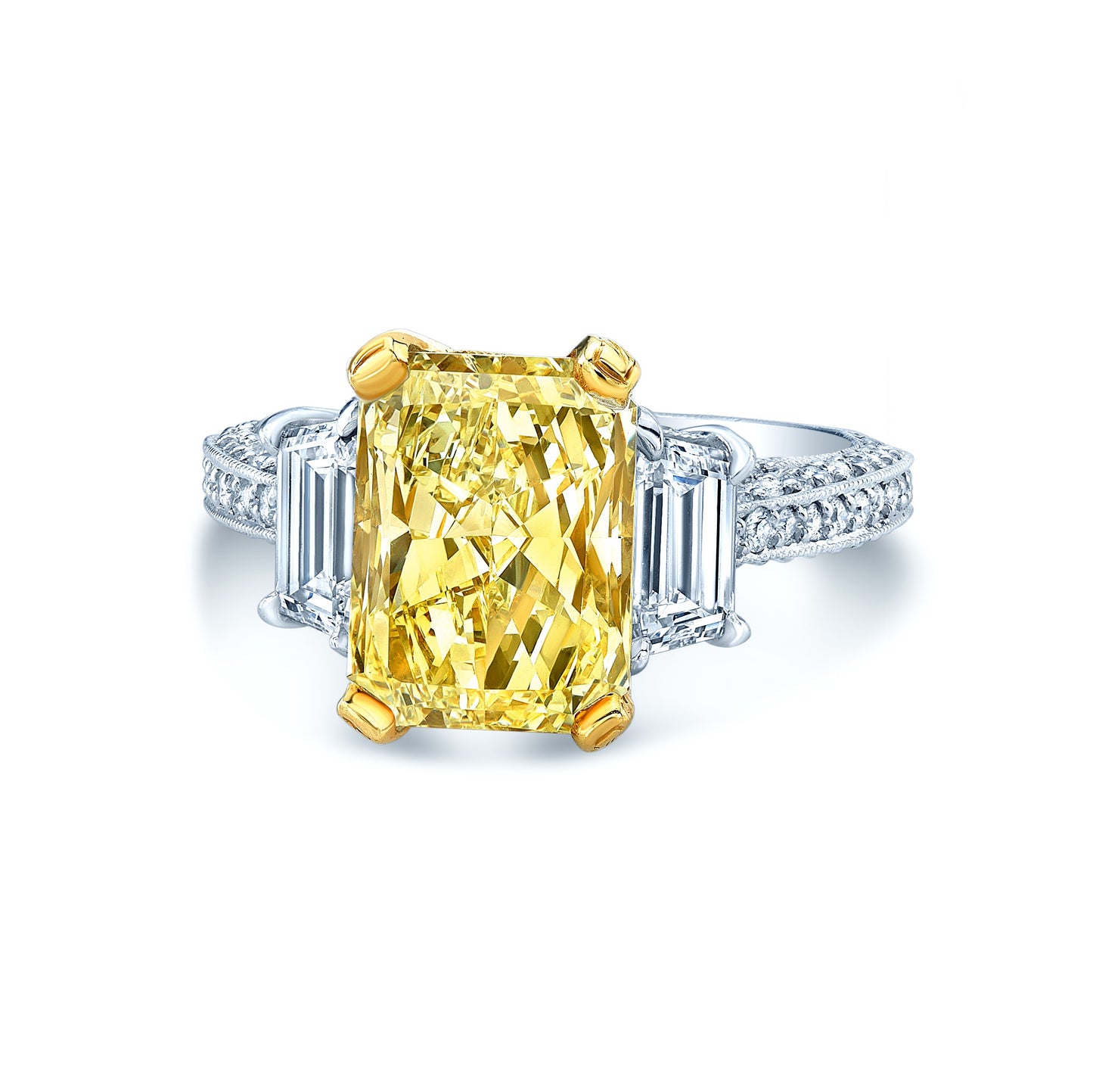 Prong Set Fancy Light Yellow Diamond Engagement Ring In Platinum