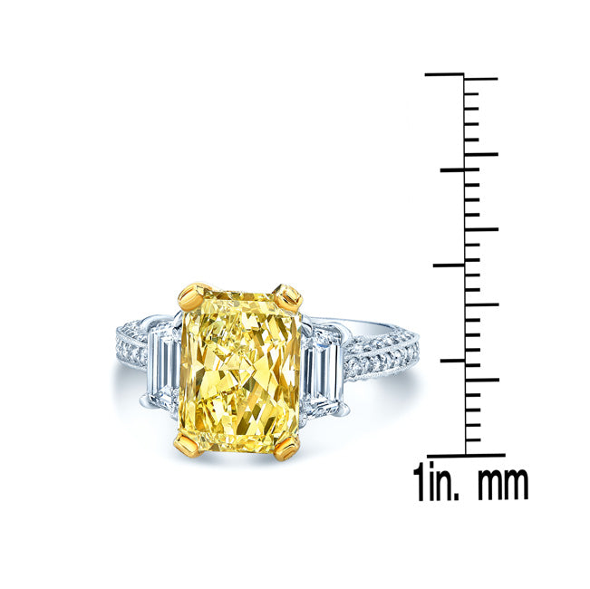 Prong Set Fancy Light Yellow Diamond Engagement Ring In Platinum