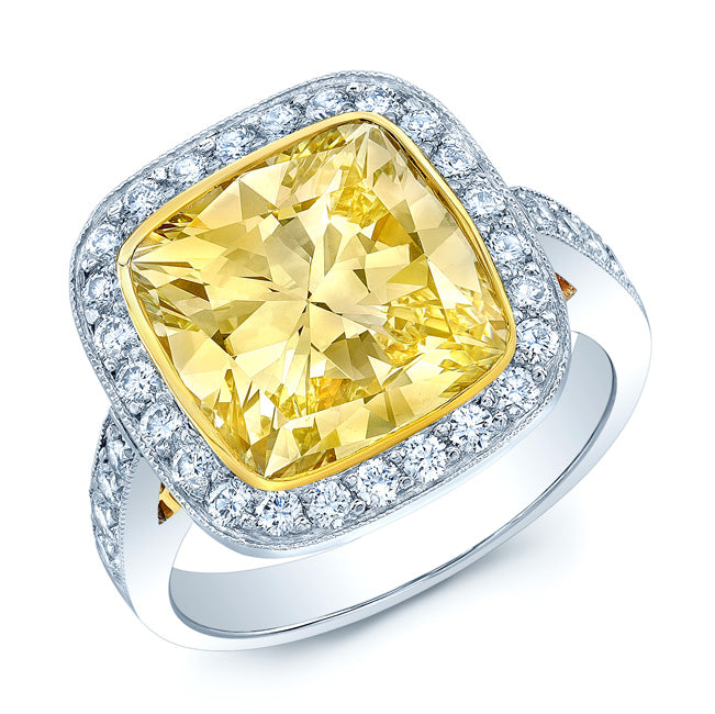 Prong Set Fancy Very Light Yellow Diamond Engagement Ring In Platinum