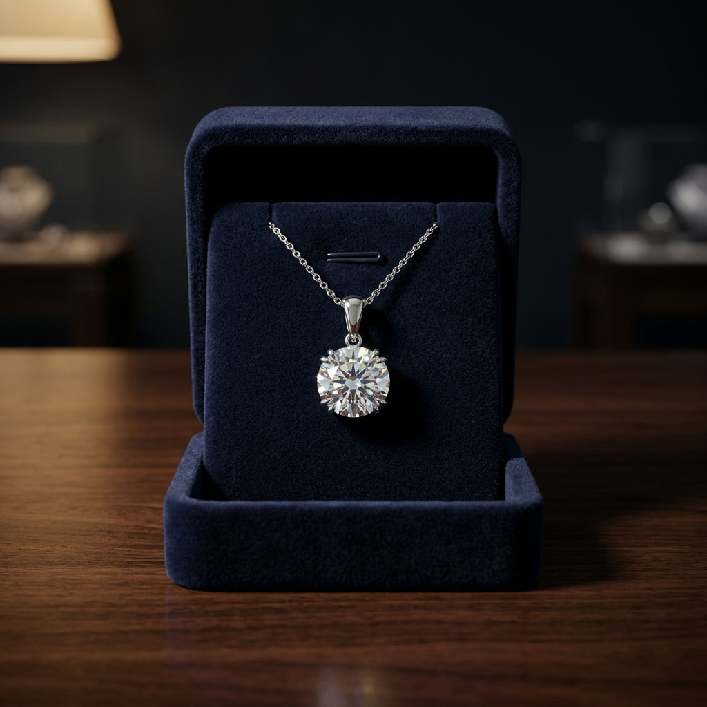 Diamond Round Solitaire Pendant (1ct) In Platinum, 16 Inch, Gia+igi-certified — gift presentation