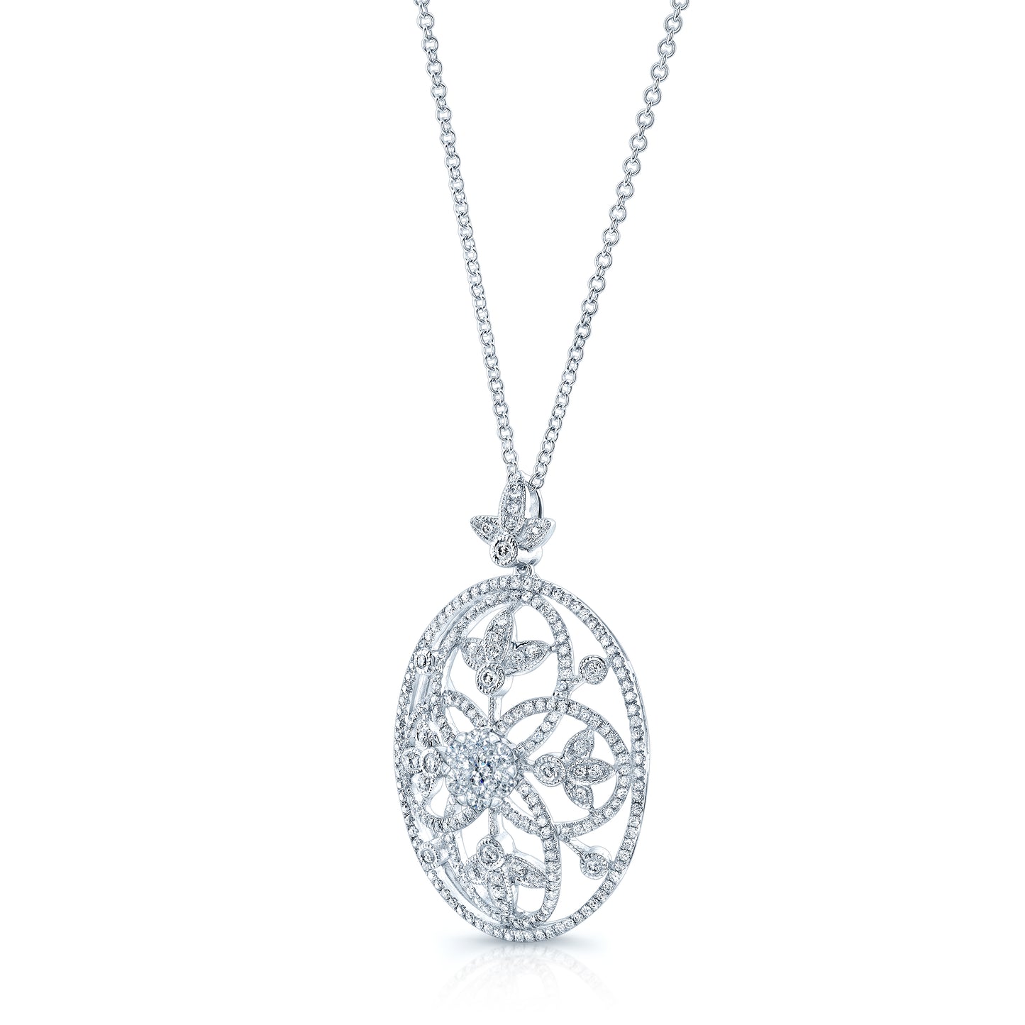 Diamond Edwardian Pendant In 14k White Gold