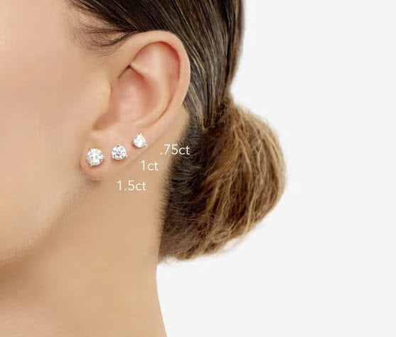 Diamond 4-prong Princess Studs 14k White Gold