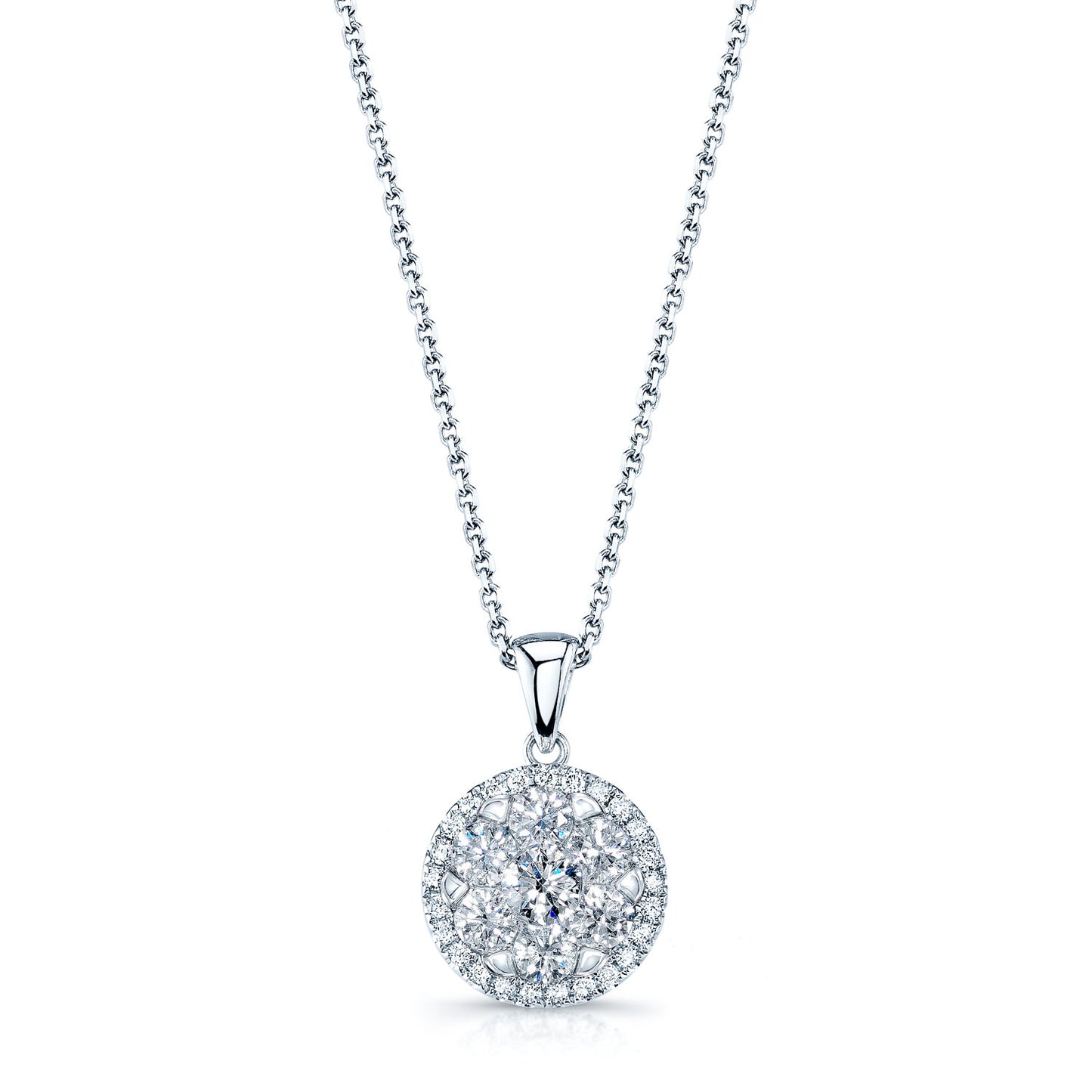 Diamond Halo Pendant In 14k White Gold