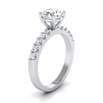 1 1/3ctw Round Diamond Shared Prong Engagement Ring In 14k White Gold, Igi-certified
