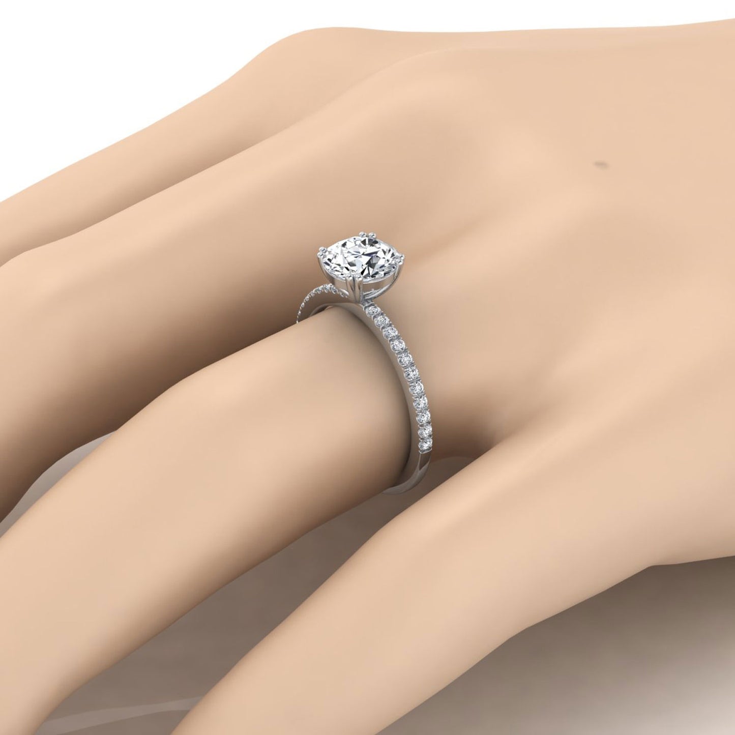 1 1/6ctw Round Diamond Classic Petite Split Prong Igi-certified Engagement Ring In 14k White Gold