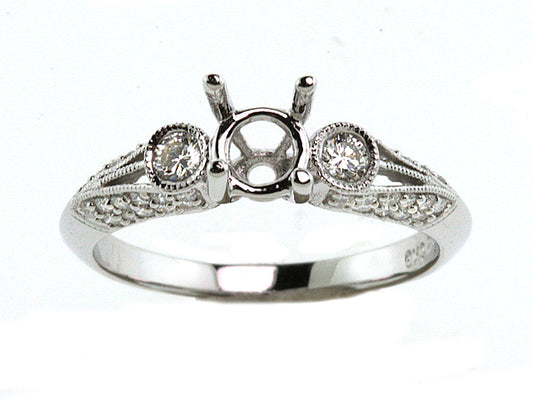 Diamond Engagement Semi Mount Ring In 18k Gold (3/8 Ct.tw.)