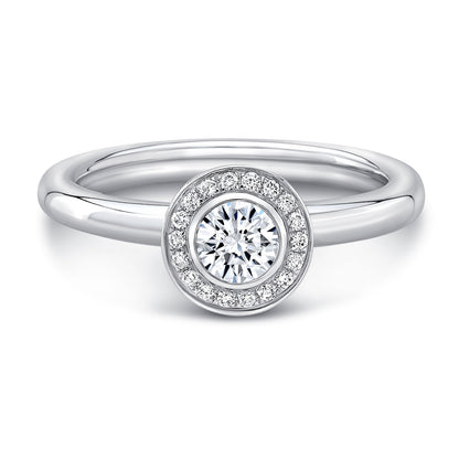 Diamond Halo Wedding Set Ring In 14k White Gold (3/8 Ct.tw.)