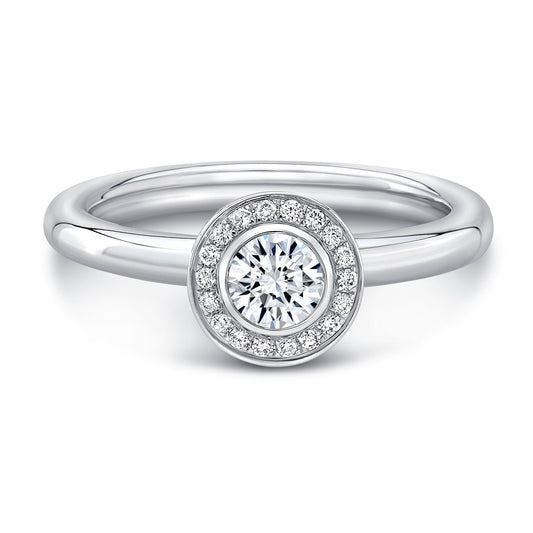 Diamond Halo Wedding Set Ring In 14k White Gold (3/8 Ct.tw.)