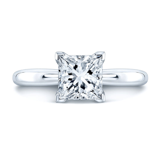Cubic Zirconia Princess Cut Solitaire In Platinum