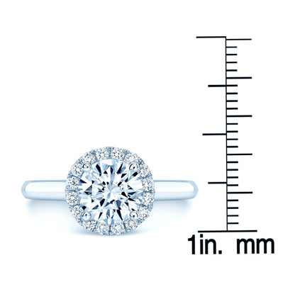 Round Diamond Engagement Ring With Cz Center In 14k White Gold (1/4 Ct.tw.)