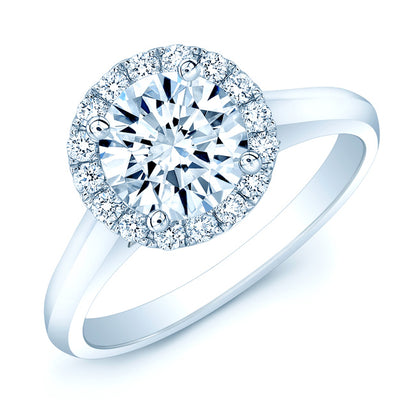 Round Diamond Engagement Ring With Cz Center In 14k White Gold (1/4 Ct.tw.)
