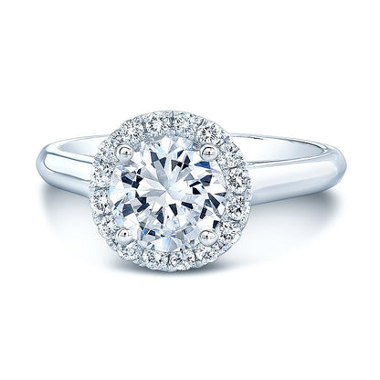 Round Diamond Engagement Ring With Cz Center In 14k White Gold (1/4 Ct.tw.)