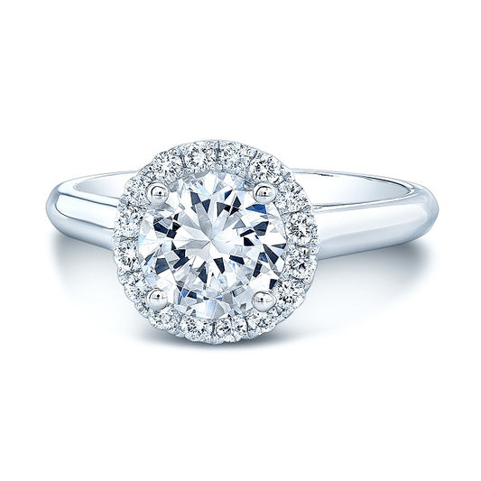 Round Diamond Engagement Ring With Cz Center In 14k White Gold (1/4 Ct.tw.)