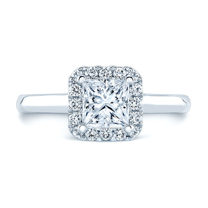 Cz Princess Cut Wedding Set In 14k White Gold