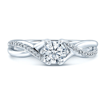 Ribbon Swirl Diamond Wedding Set In 14k White Gold (5/8 Ct.tw.)