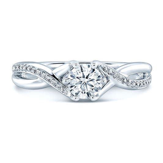 Ribbon Swirl Diamond Wedding Set In 14k White Gold (5/8 Ct.tw.)