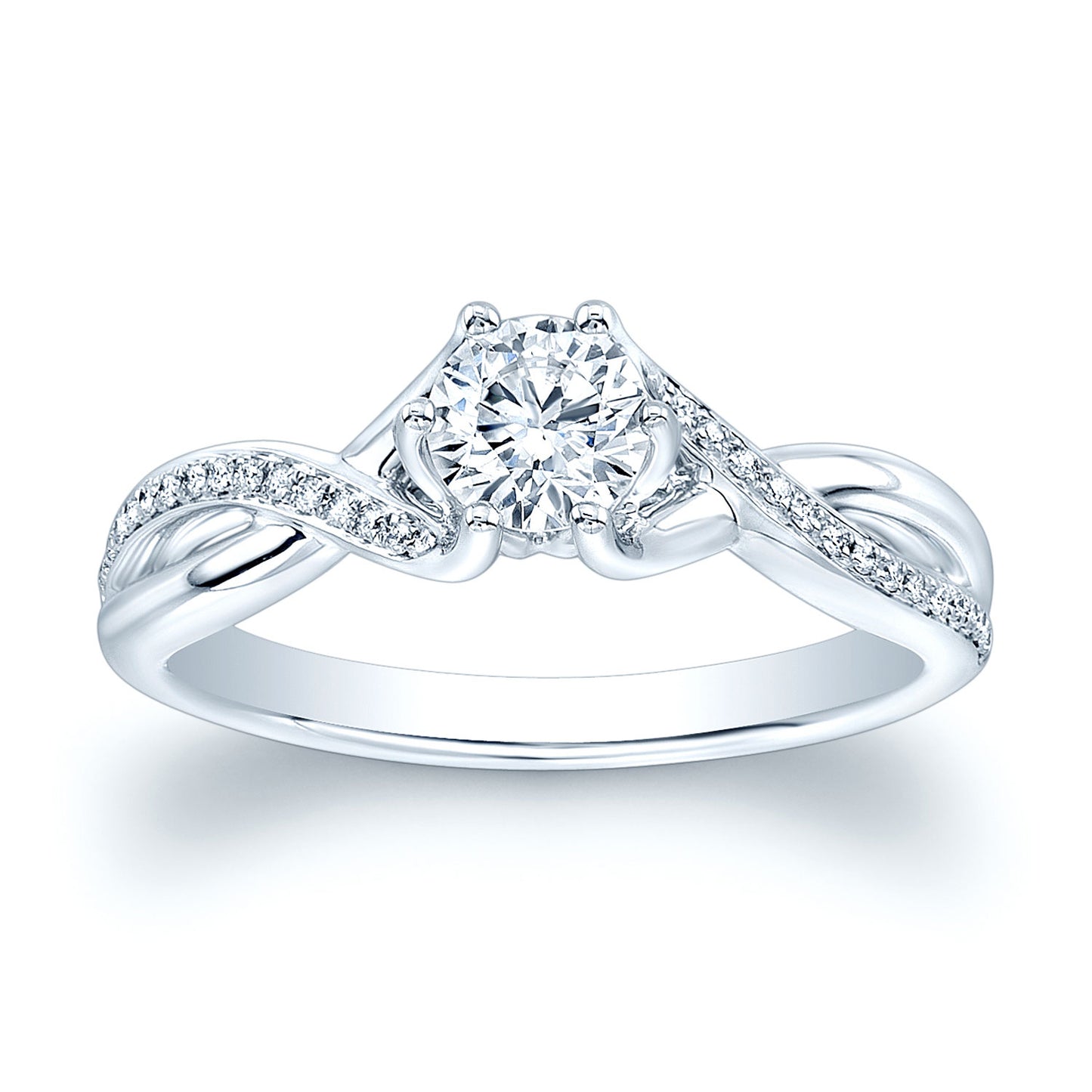 Ribbon Swirl Diamond Wedding Set In 14k White Gold (5/8 Ct.tw.)