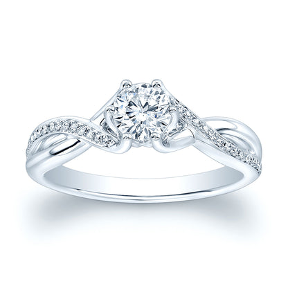 Ribbon Swirl Diamond Wedding Set In 14k White Gold (5/8 Ct.tw.)