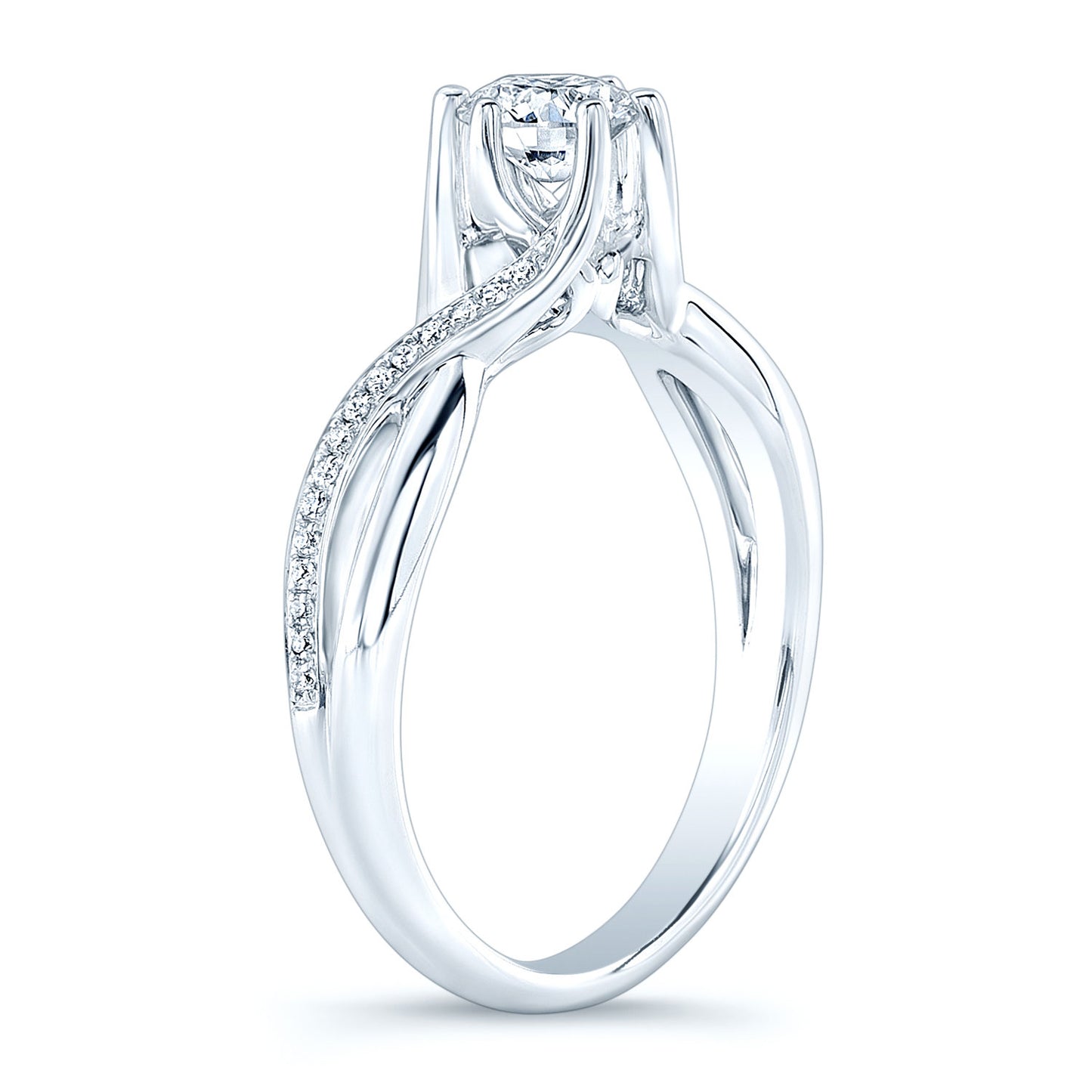 Ribbon Swirl Diamond Wedding Set In 14k White Gold (5/8 Ct.tw.)