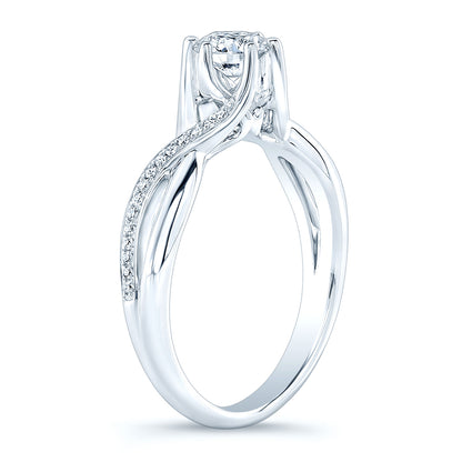 Ribbon Swirl Diamond Wedding Set In 14k White Gold (5/8 Ct.tw.)