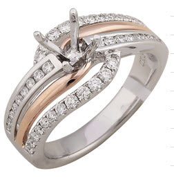 Diamond Engagement Semi Mount Ring In 14k White Gold (1/2 Ct.tw.)