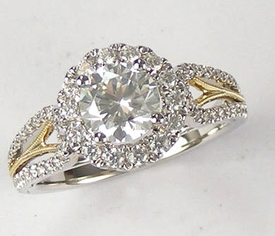 Diamond Engagement Semi Mount Ring In 14k Two Tone Gold (3/8 Ct.tw.)