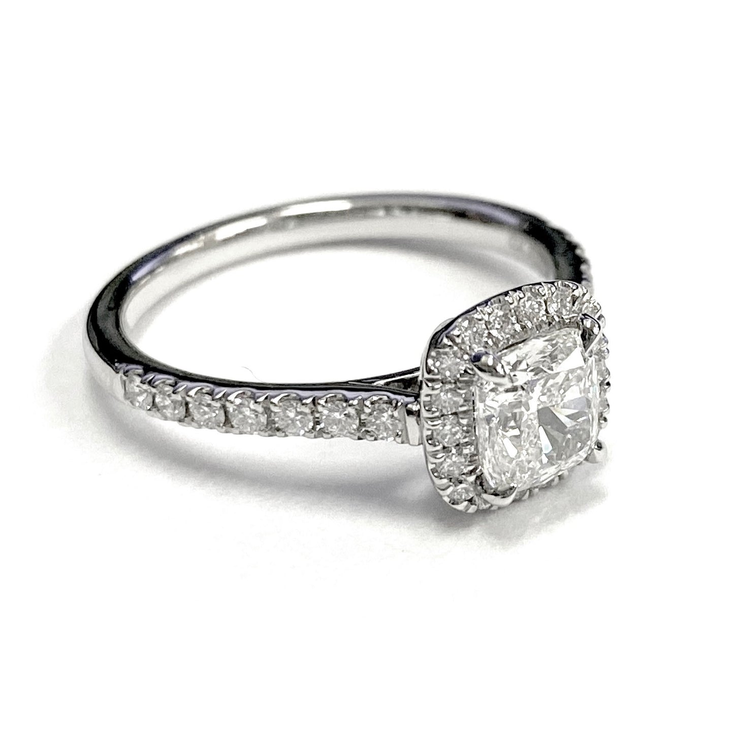 Cushion Diamond Halo Ring in Platinum | Carl K. Gumpert