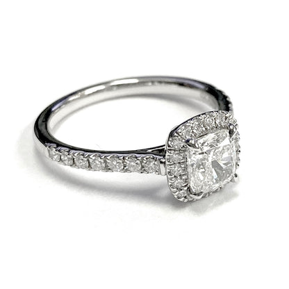 Cushion Diamond Halo Ring in Platinum | Carl K. Gumpert