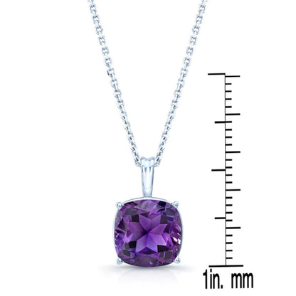 Amethyst Cushion Pendant In 14k White Gold