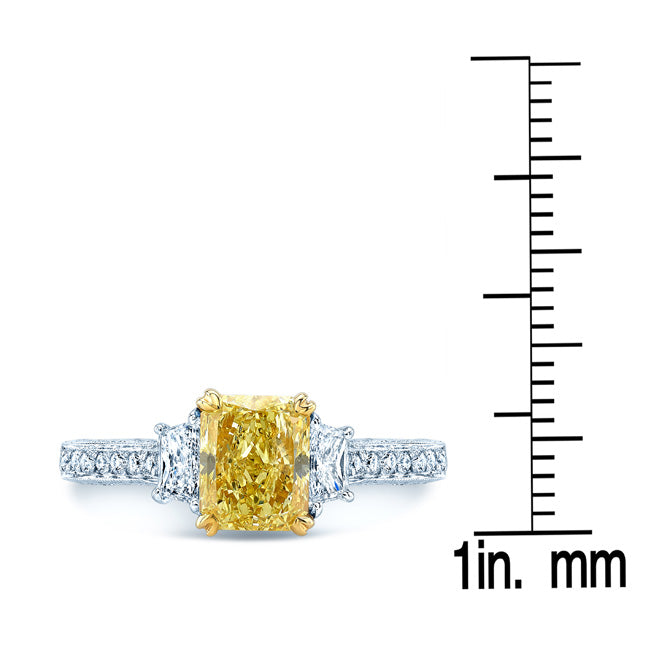 Prong Set Gia Certified Fancy Yellow Diamond Engagement Ring In Platinum